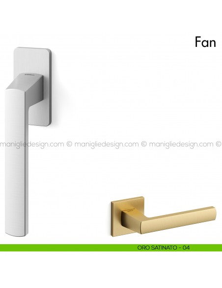 Maniglia per finestra martellina DK Fan Mandelli oro satinato