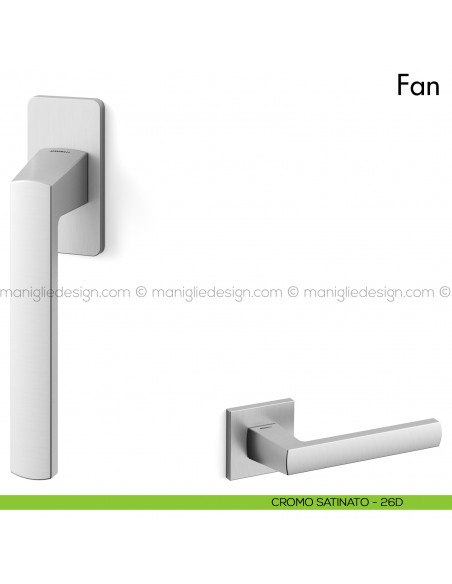 Maniglia per finestra martellina DK Fan Mandelli cromo satinato