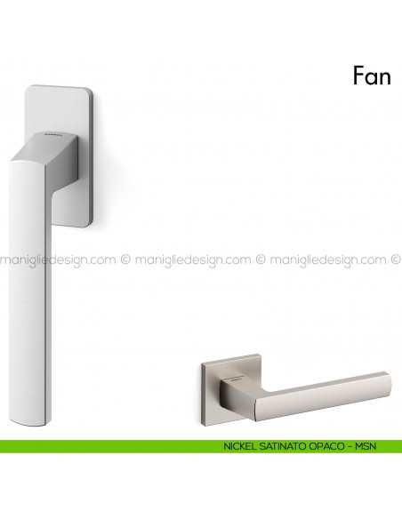 Maniglia per finestra martellina DK Fan Mandelli nickel satinato opaco