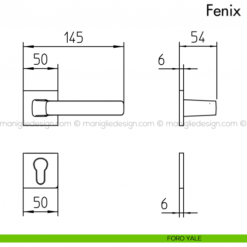 Maniglia per porta Fenix Mandelli foro yale