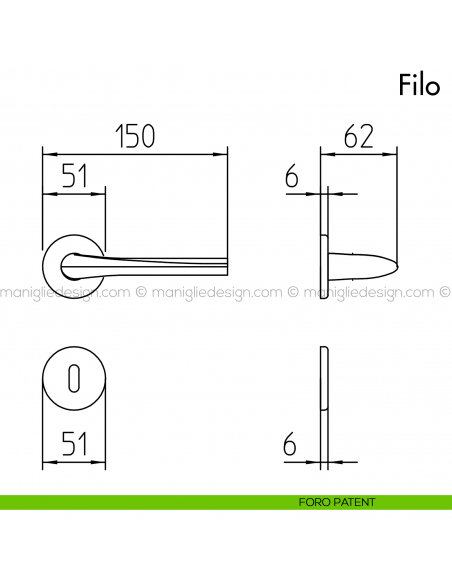 Maniglia per porta Filo Mandelli foro patent
