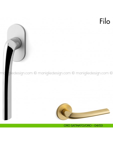 Maniglia per finestra martellina DK Filo Mandelli oro satinato - oro