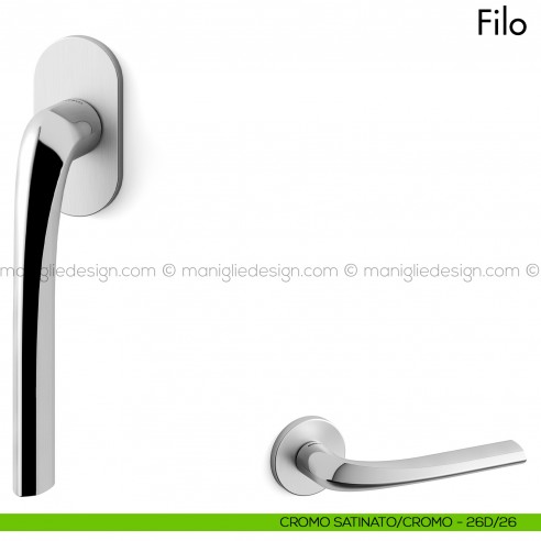 Maniglia per finestra martellina DK Filo Mandelli cromo - cromo satinato