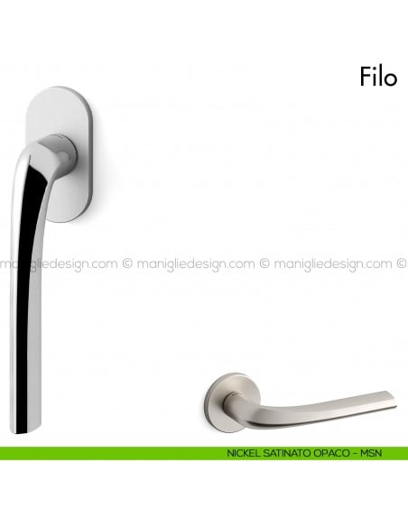 Maniglia per finestra martellina DK Filo Mandelli nickel satinato opaco