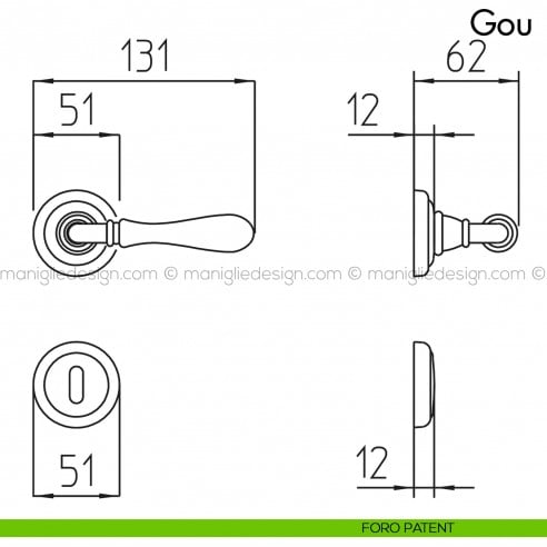 Maniglia per porta Gou Mandelli foro patent