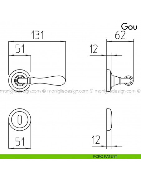 Maniglia per porta Gou Mandelli foro patent