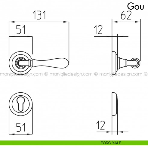 Maniglia per porta Gou Mandelli foro yale