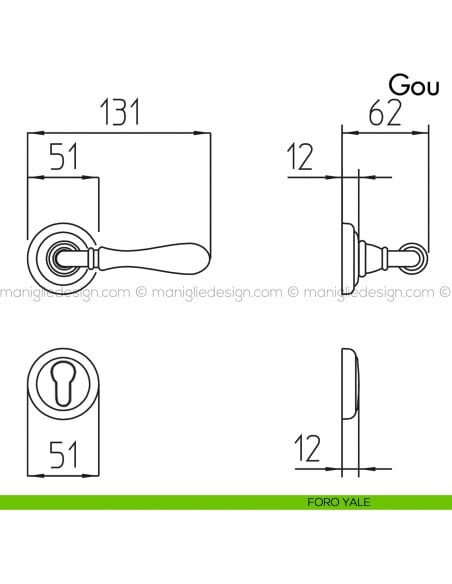 Maniglia per porta Gou Mandelli foro yale