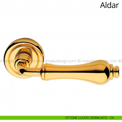 Maniglia per porta interna Aldar Linea Calì ottone lucido verniciato