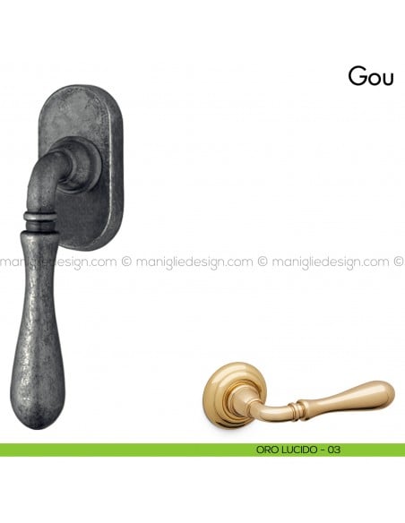 Maniglia per finestra martellina DK Gou Mandelli oro