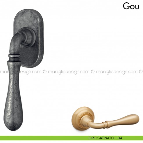 Maniglia per finestra martellina DK Gou Mandelli oro satinato