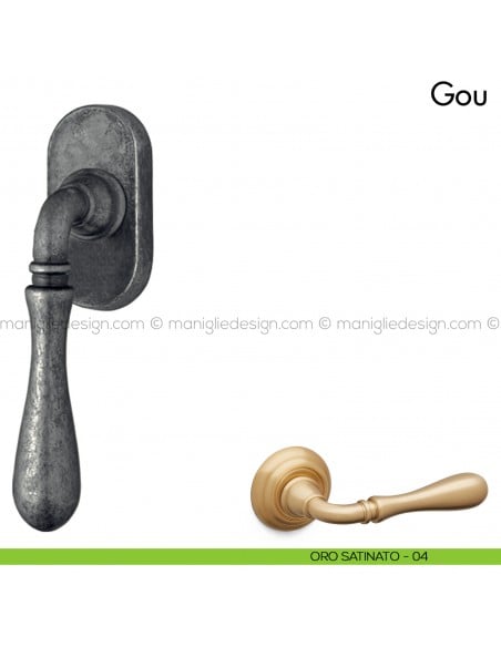 Maniglia per finestra martellina DK Gou Mandelli oro satinato