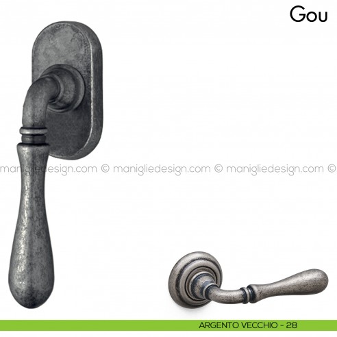 Maniglia per finestra martellina DK Gou Mandelli argento vecchio