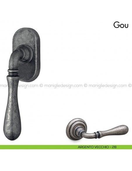 Maniglia per finestra martellina DK Gou Mandelli argento vecchio