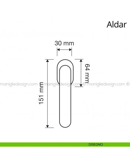 Maniglia per finestra martellina DK Aldar Linea Calì disegno