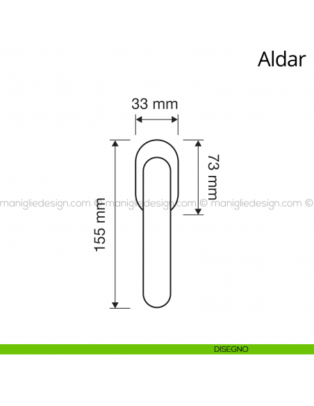 Maniglia per finestra martellina DK antintrusione Aldar Linea Calì disegno