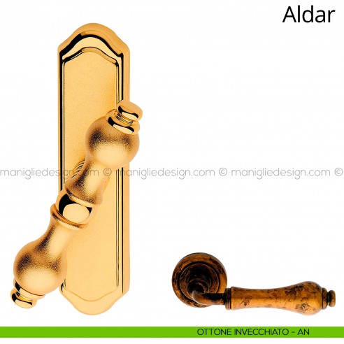 Maniglia per finestra cremonese Aldar Linea Calì ottone invecchiato