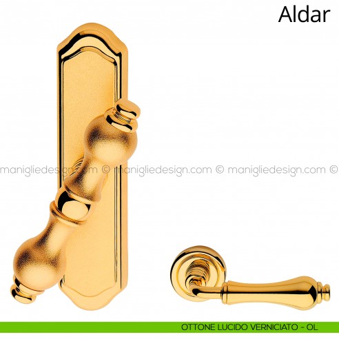 Maniglia per finestra cremonese Aldar Linea Calì ottone lucido verniciato