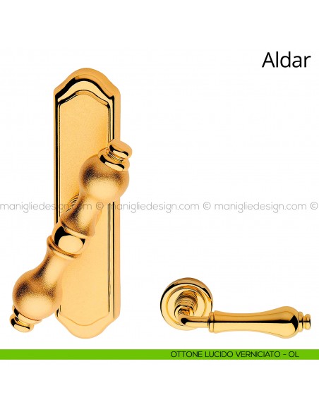 Maniglia per finestra cremonese Aldar Linea Calì ottone lucido verniciato