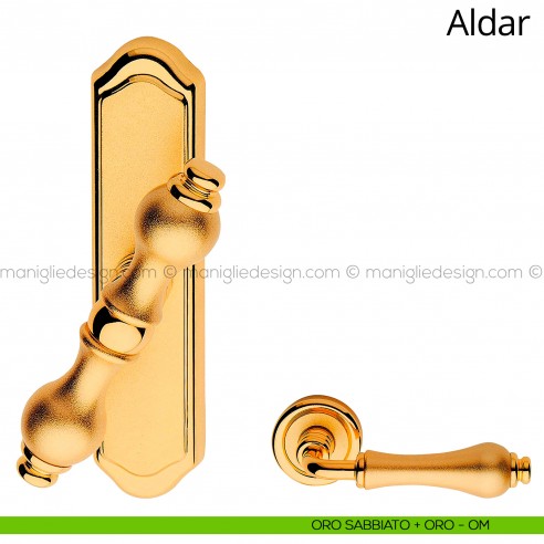 Maniglia per finestra cremonese Aldar Linea Calì oro satinato + oro