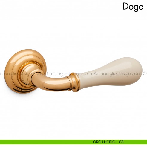 Maniglia per porta Doge con porcellana Mandelli oro