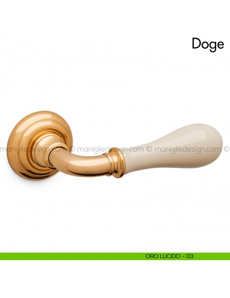 Maniglia per porta Doge con porcellana Mandelli oro