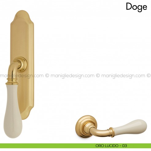 Maniglia per finestra cremonese Doge con porcellana Mandelli oro