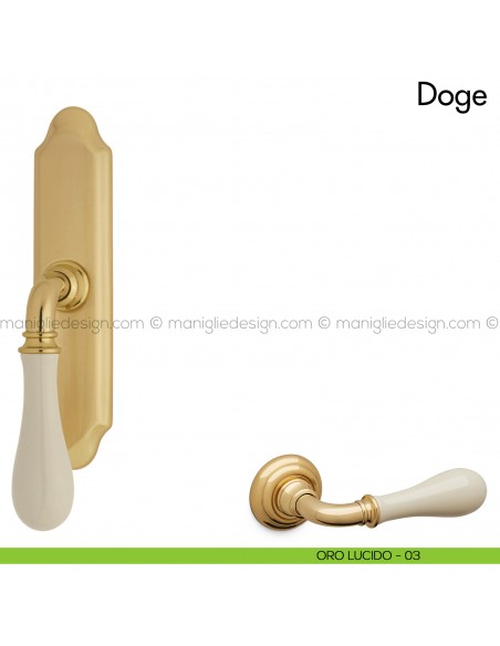 Maniglia per finestra cremonese Doge con porcellana Mandelli oro