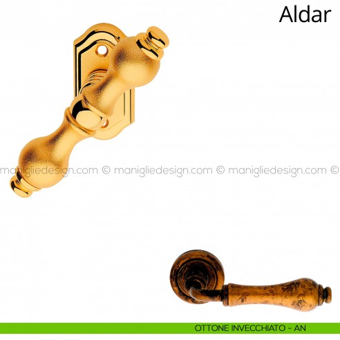 Maniglia per finestra martellina Aldar Linea Calì ottone invecchiato
