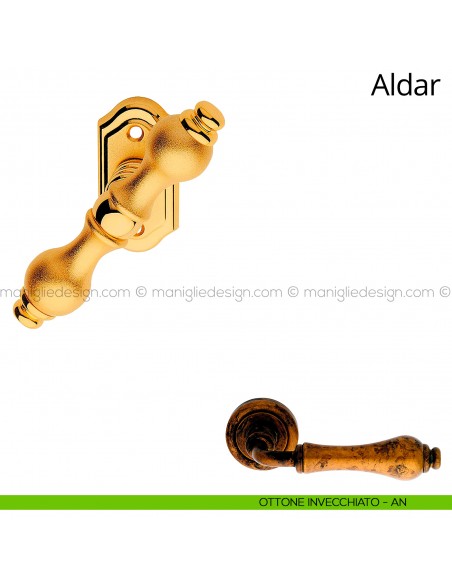 Maniglia per finestra martellina Aldar Linea Calì ottone invecchiato