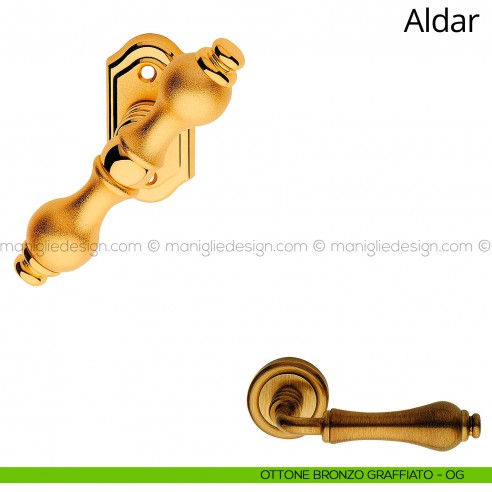 Maniglia per finestra martellina Aldar Linea Calì ottone bronzato graffiato