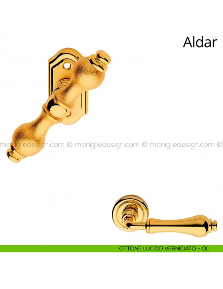 Maniglia per finestra martellina Aldar Linea Calì ottone lucido verniciato
