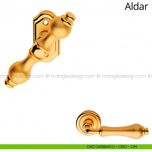 Maniglia per finestra martellina Aldar Linea Calì oro sabbiato + oro