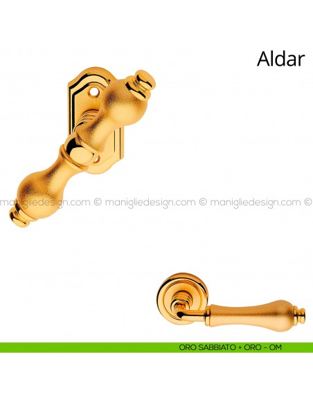 Maniglia per finestra martellina Aldar Linea Calì oro sabbiato + oro