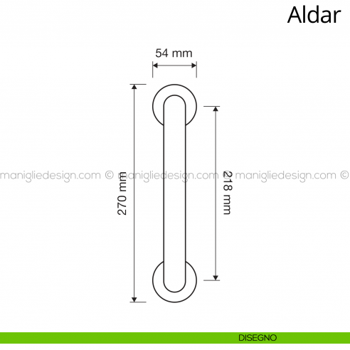 Maniglione per porta Aldar Linea Calì 218 mm con rosette disegno
