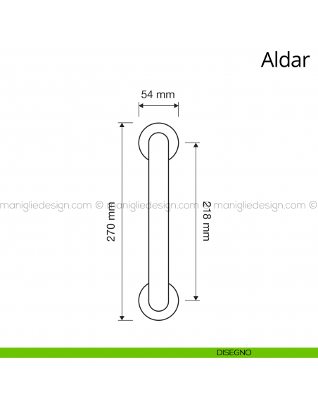 Maniglione per porta Aldar Linea Calì 218 mm con rosette disegno