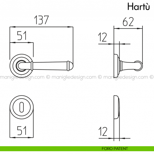 Maniglia per porta Hartù Mandelli foro patent