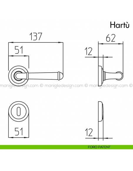 Maniglia per porta Hartù Mandelli foro patent