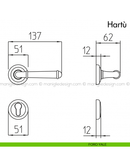 Maniglia per porta Hartù Mandelli foro yale