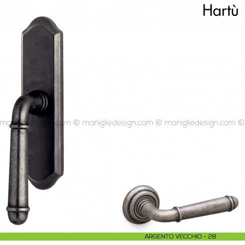 Maniglia per finestra cremonese Hartù Mandelli argento vecchio