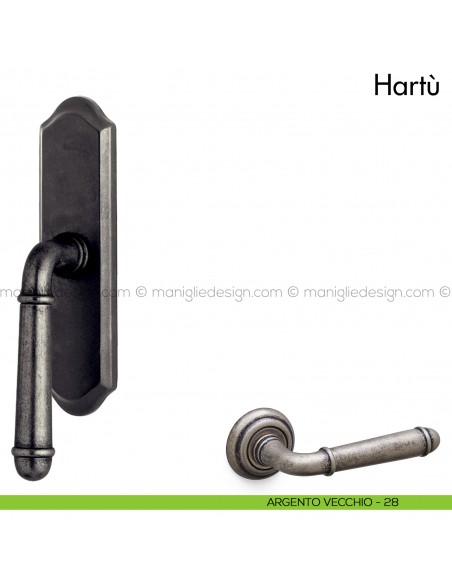Maniglia per finestra cremonese Hartù Mandelli argento vecchio