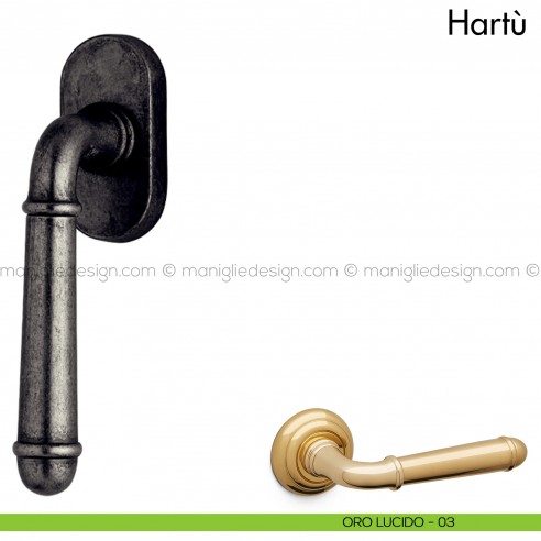 Maniglia per finestra martellina DK Hartù Mandelli oro