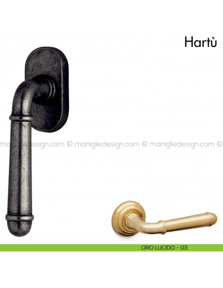 Maniglia per finestra martellina DK Hartù Mandelli oro