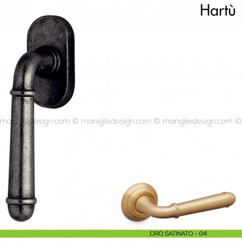 Maniglia per finestra martellina DK Hartù Mandelli oro satinato