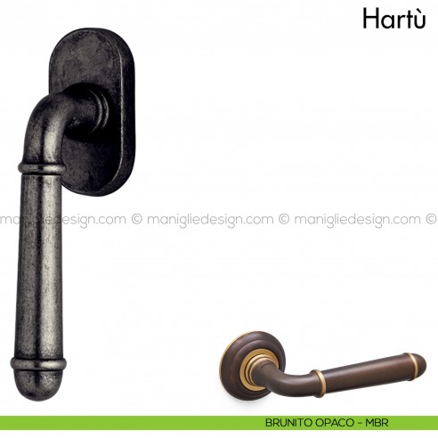 Maniglia per finestra martellina DK Hartù Mandelli brunito opaco