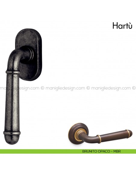 Maniglia per finestra martellina DK Hartù Mandelli brunito opaco