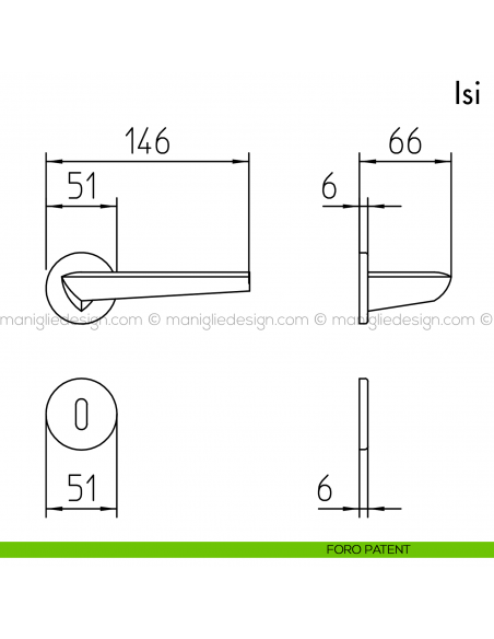 Maniglia per porta Isi Mandelli foro patent
