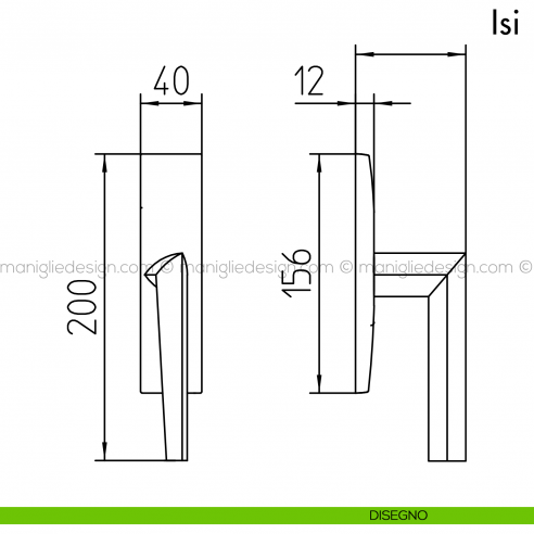 Maniglia per finestra cremonese Isi Mandelli disegno
