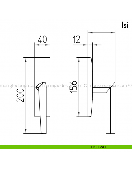 Maniglia per finestra cremonese Isi Mandelli disegno