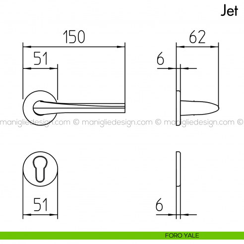 Maniglia per porta Jet Mandelli foro yale